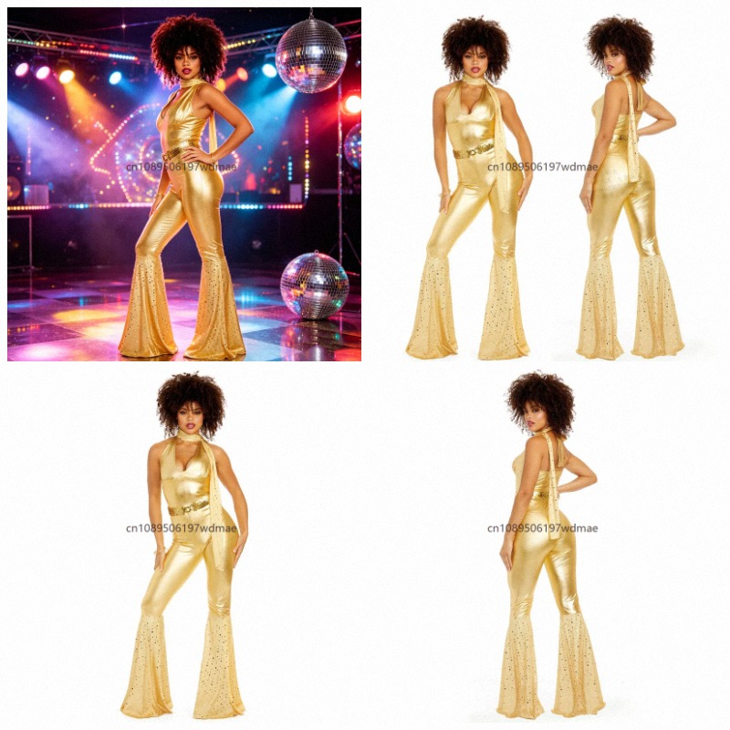 Women Fashion 80S - Costume rétro disco des années 70,