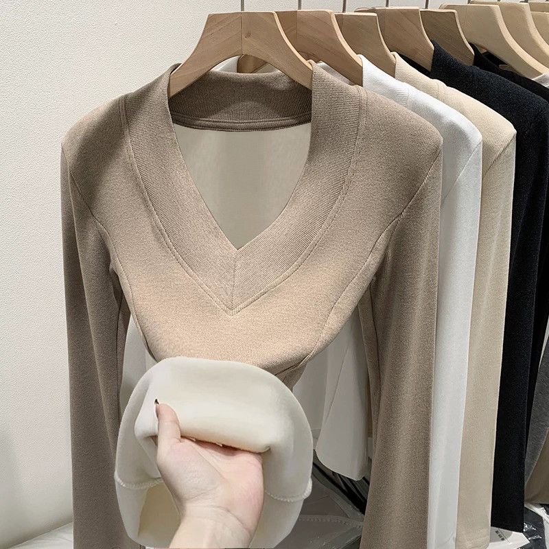 Haut chaud à col en V doublé e - Women Fashion Wear avis et prix