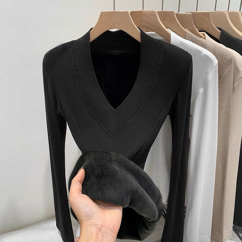 Haut chaud à col en V doublé e - Women Fashion Wear avis et prix