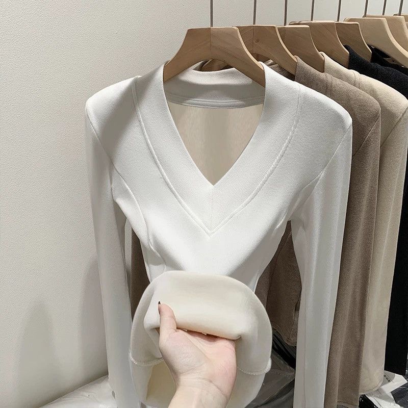 Haut chaud à col en V doublé e - Women Fashion Wear avis et prix