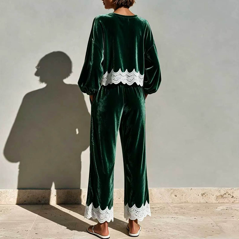 Ensemble en velours à col rond - Velvet Blazer Women avis et prix